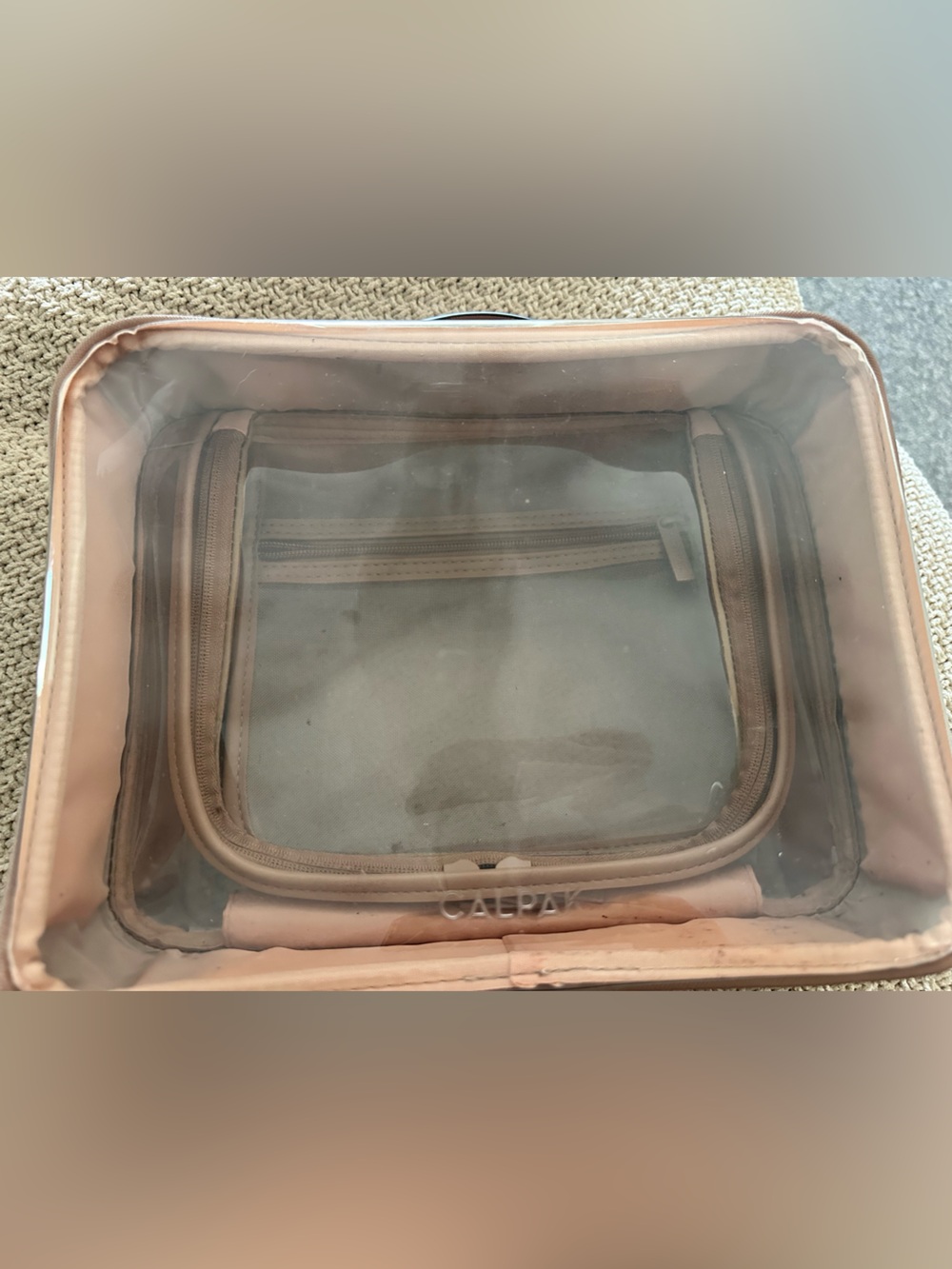 CALPAK large travel makeup case in caramel